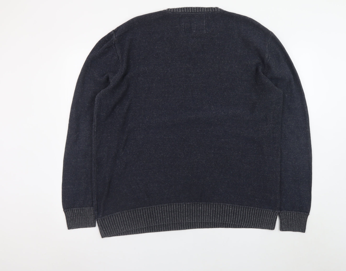 Mantaray Men's Blue V-Neck Cotton Jumper XL Casual Knitwear