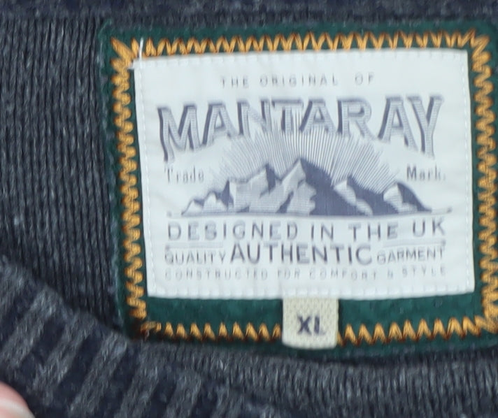 Mantaray Men's Blue V-Neck Cotton Jumper XL Casual Knitwear