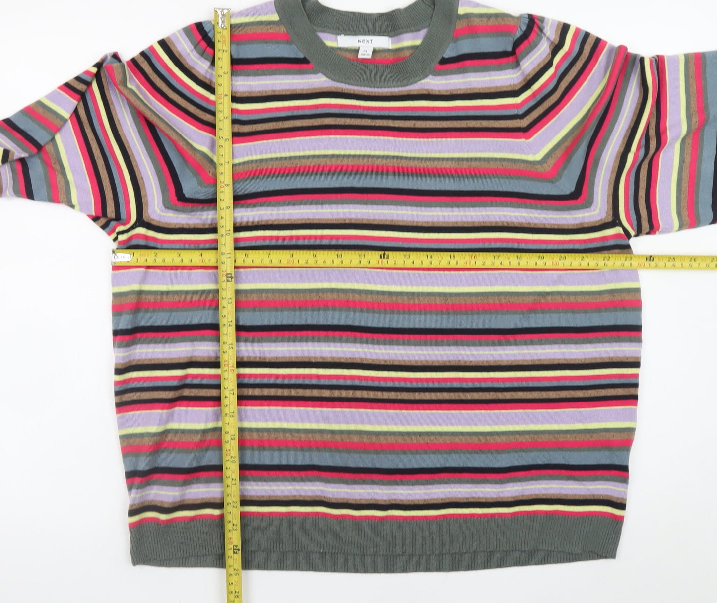 Next Women's Multicoloured Striped Crew Neck Pullover Jumper XL