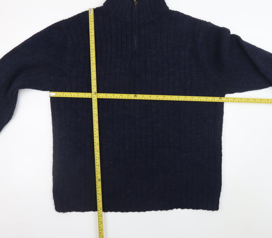 Marks and Spencer Men’s Blue 2XL Ribbed Half Zip Jumper
