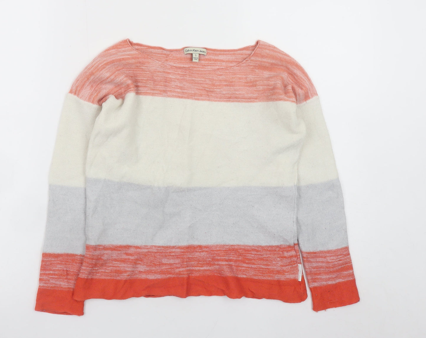 Calvin Klein Jeans Women's Multicoloured Striped Wool Blend Pullover Jumper S