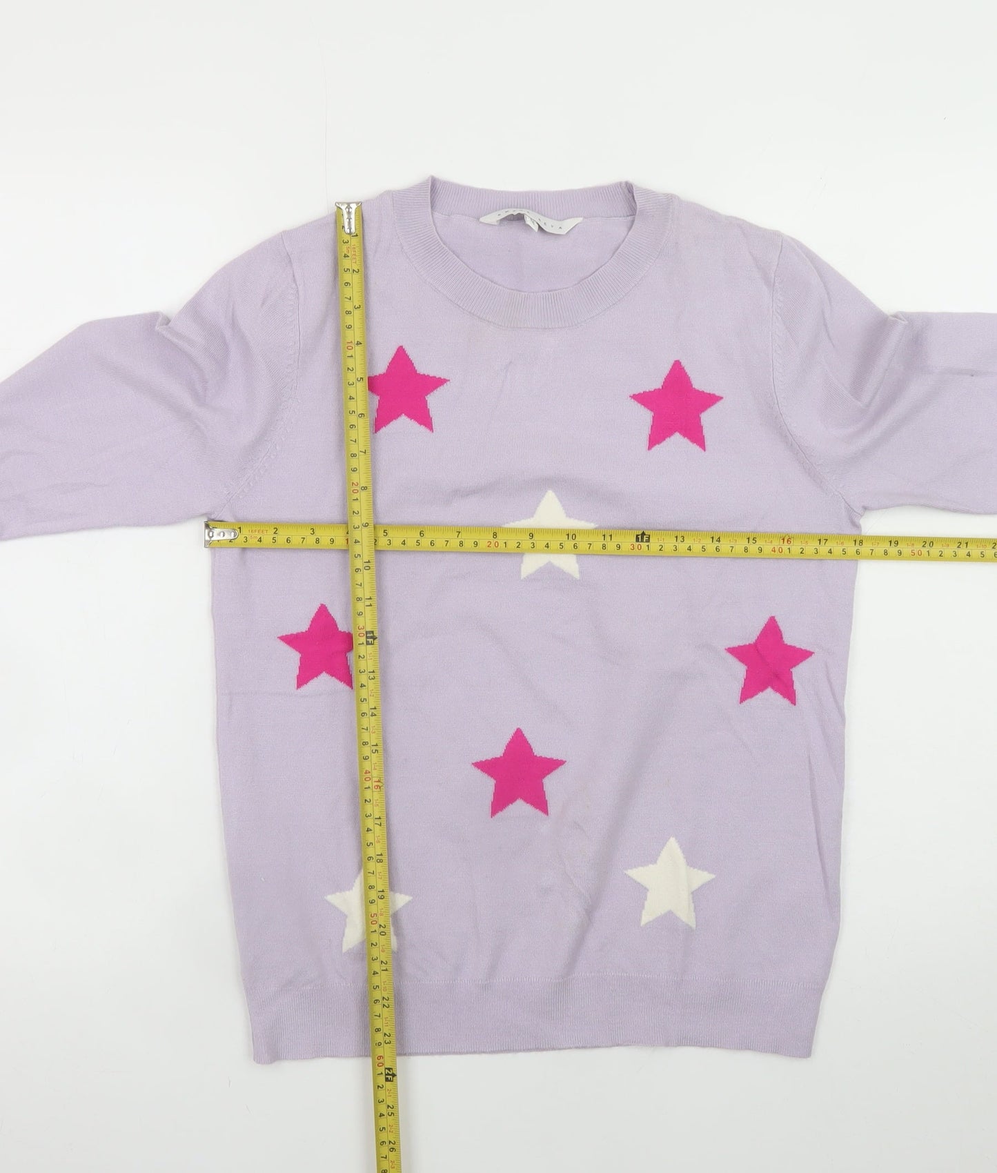 Amara Reya Women's Purple Star Knit Pullover Jumper M