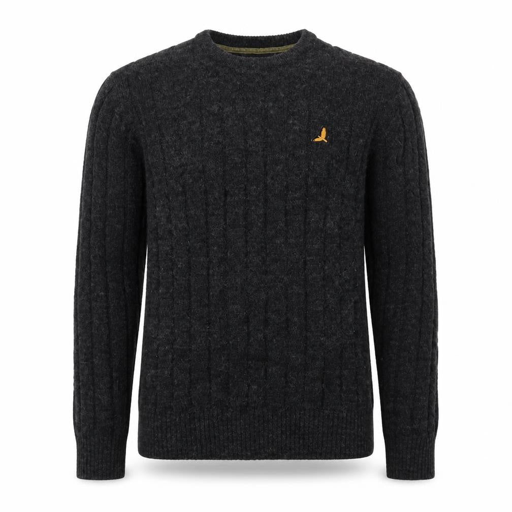 Brave Soul Men's Grey Cable Knit Crew Neck Pullover Jumper XL