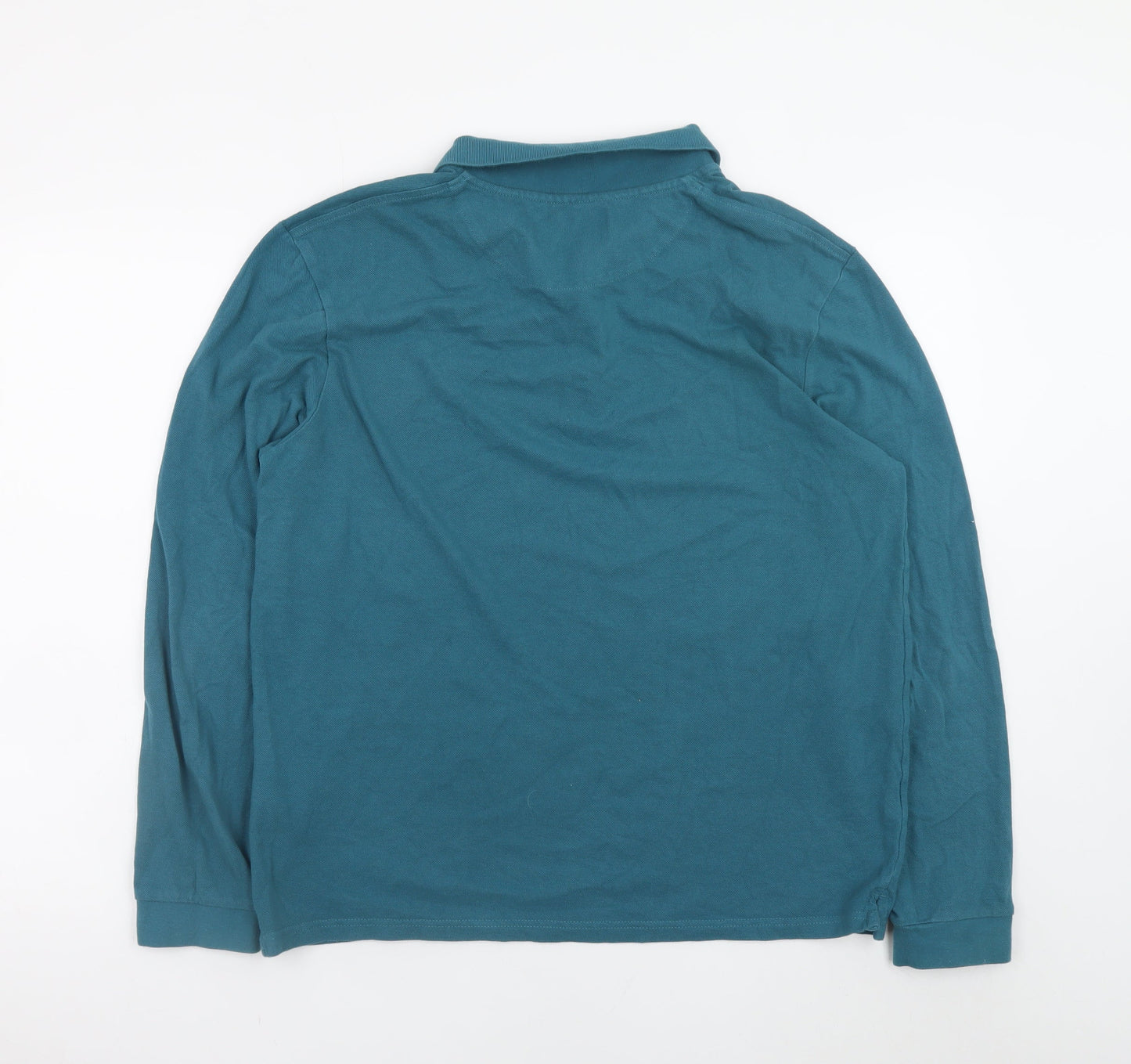 Lyle & Scott Men's Blue Long Sleeve Cotton Polo Shirt Size L