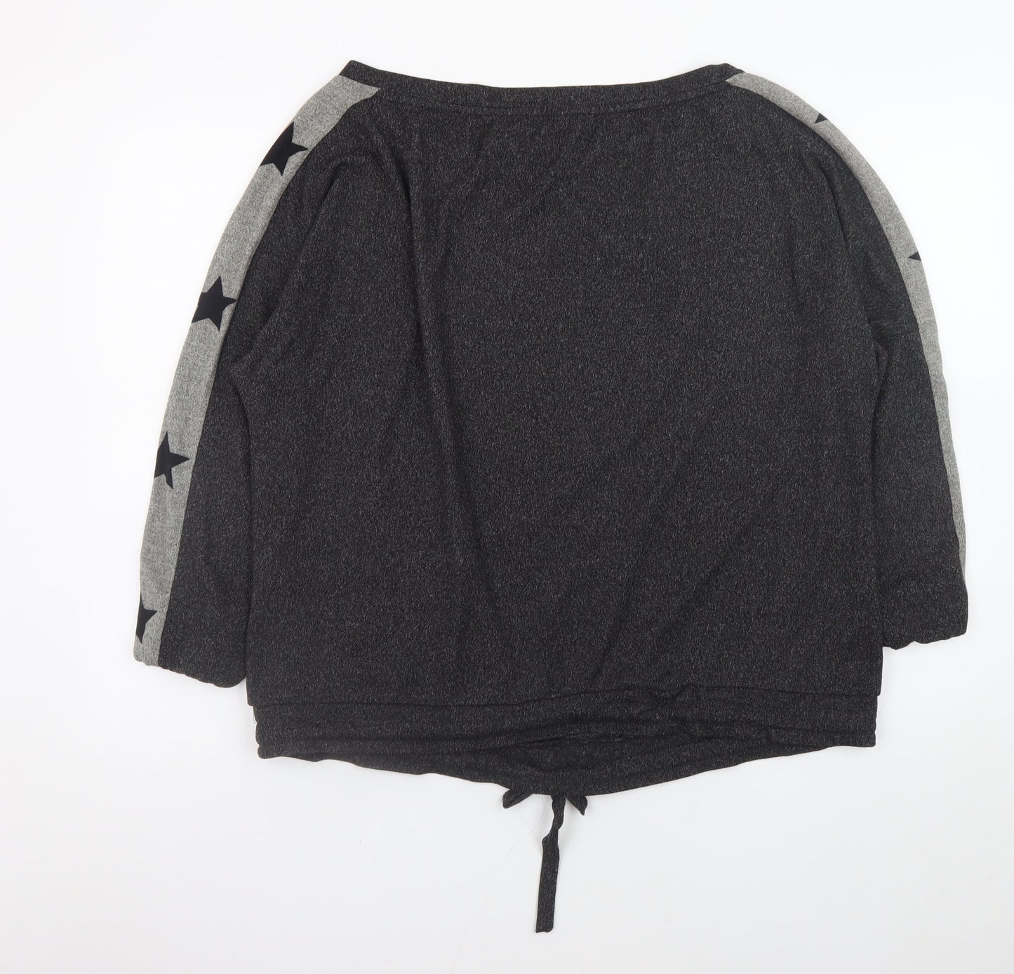 Very Women Grey Star Print Sweatshirt Size 16-18 Drawstring Hem