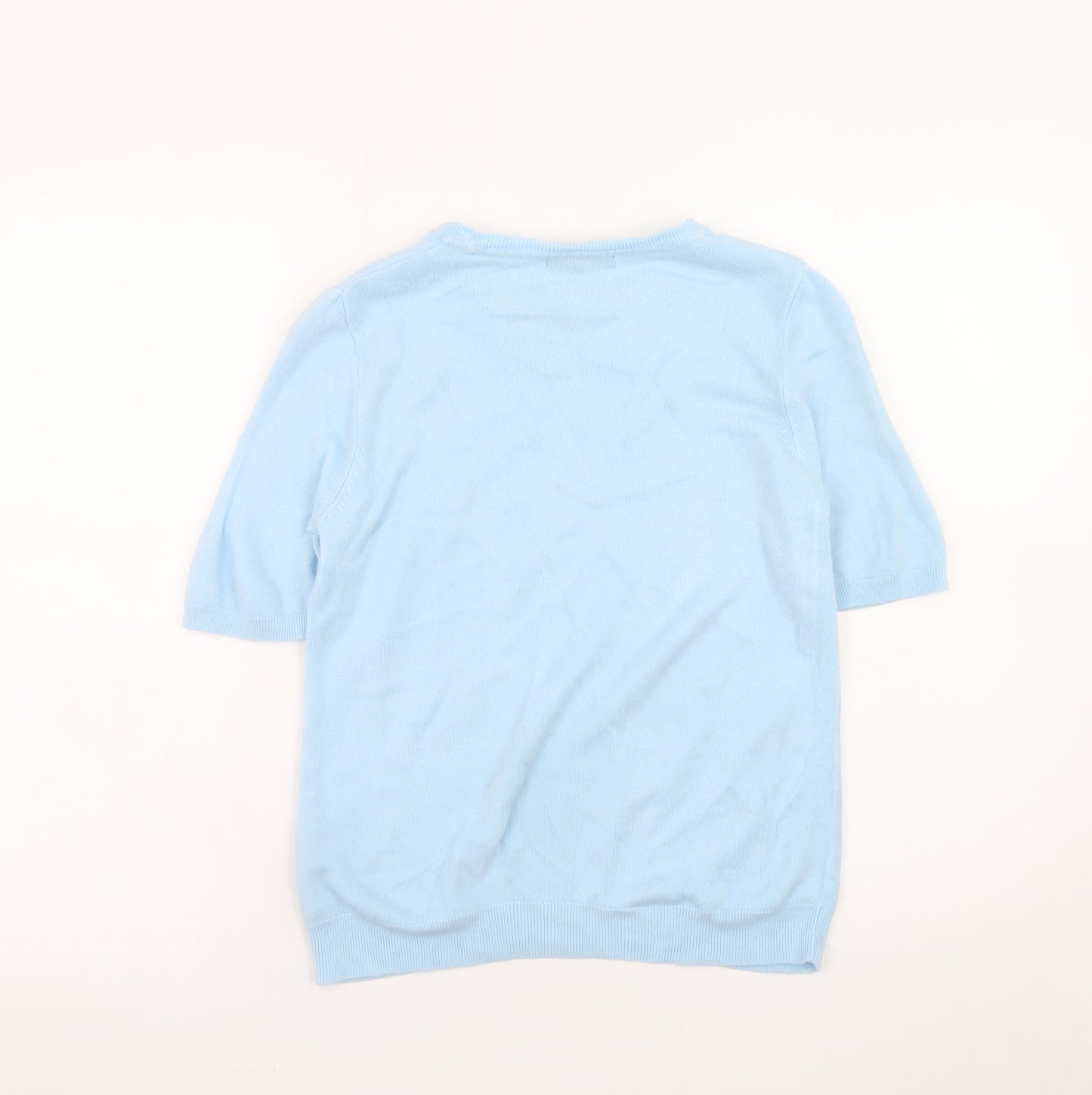 Bonmarché Women Blue Size 10 Acrylic Short Sleeve Pullover Jumper