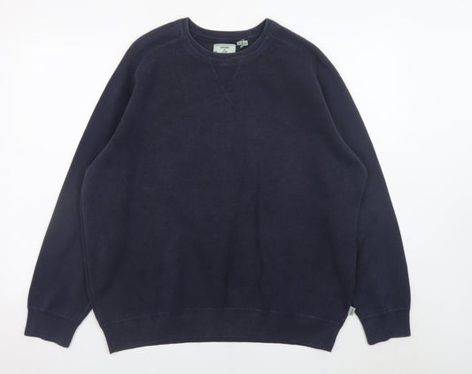 Superdry Mens Blue 2XL Crew Neck Cotton Pullover Jumper