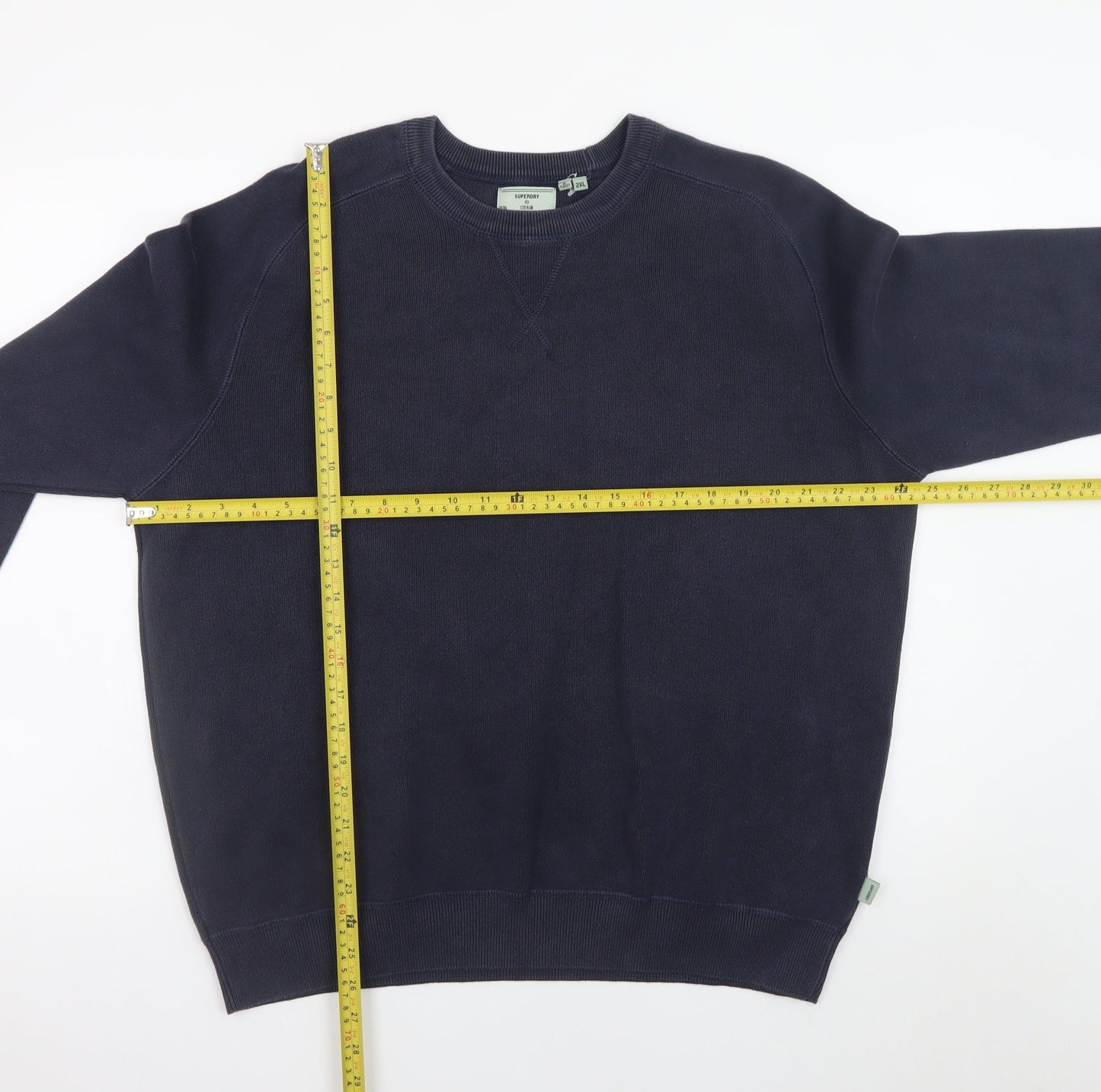 Superdry Mens Blue 2XL Crew Neck Cotton Pullover Jumper