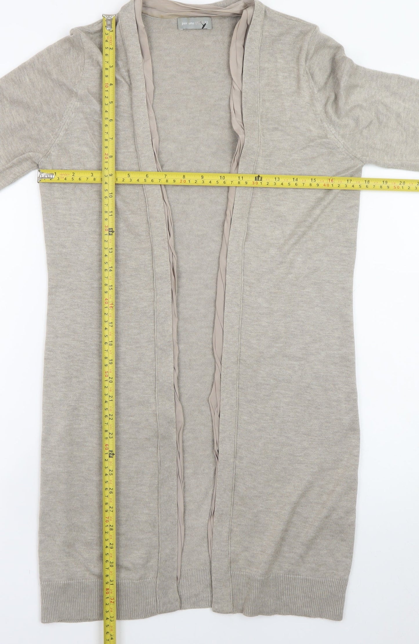 Marks and Spencer Women’s Beige Longline Open Knit Cardigan Size 12