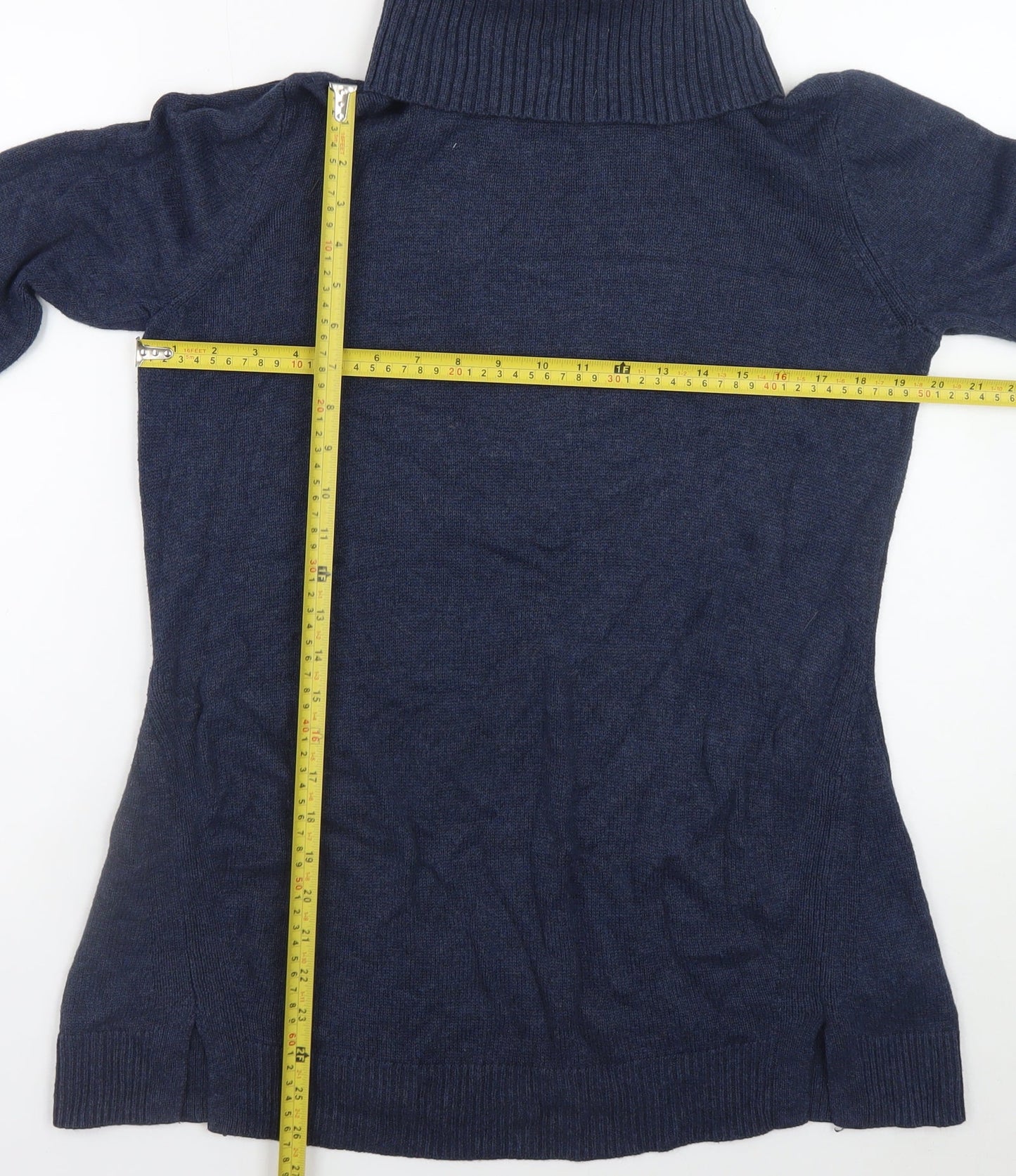 H by Halston Men's Blue Roll Neck Cotton Blend Jumper Size M