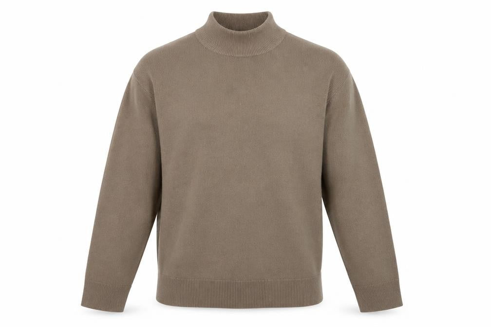 BHS Men’s Beige Mock Neck Cotton Acrylic Pullover Jumper L