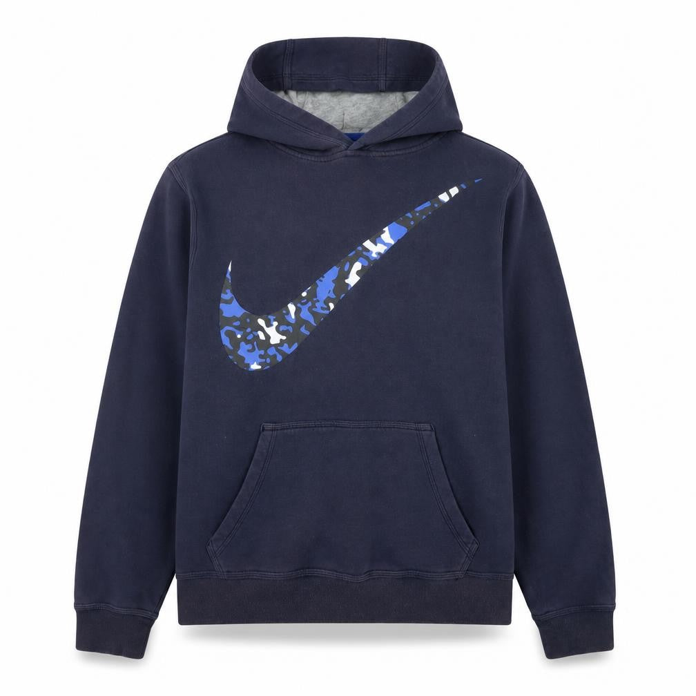 Nike Mens Blue Camouflage Logo Pullover Hoodie XL Fleece Sweatshirt