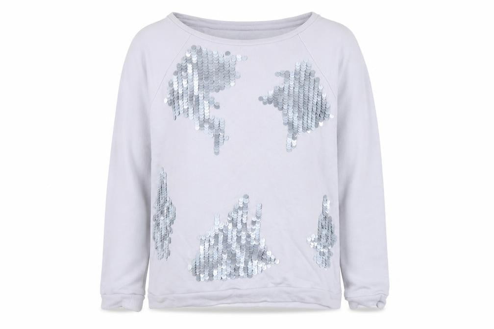 Marks and Spencer Unisex White Sequin Cotton Pullover Sweatshirt L