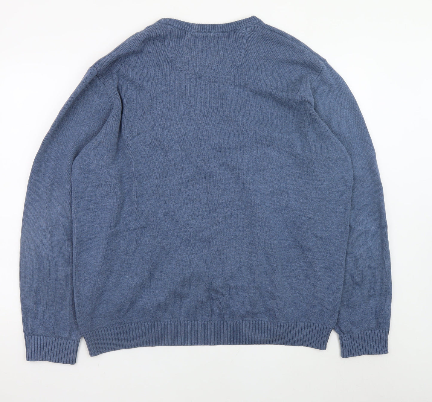 Maine Mens Blue Cotton Crew Neck Pullover Jumper Size L