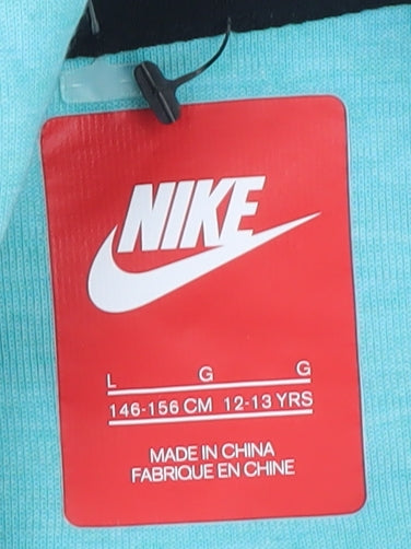 Nike Girls Blue Full Zip Hoodie 12-13 Years Hooded Sweatshirt