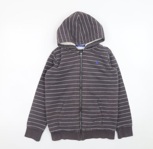 Joules Boys Grey Striped Full Zip Fleece Hoodie 9-10 Years