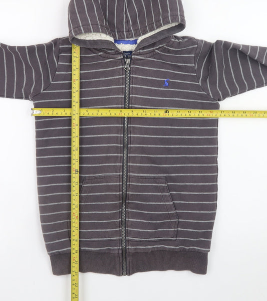 Joules Boys Grey Striped Full Zip Fleece Hoodie 9-10 Years