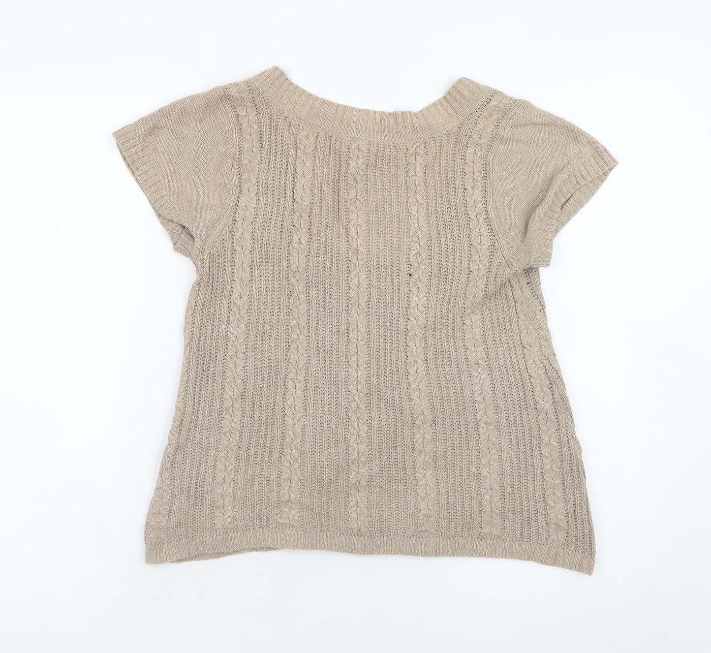 White Stuff Women's Beige Cotton Cable Knit Cardigan Size 12