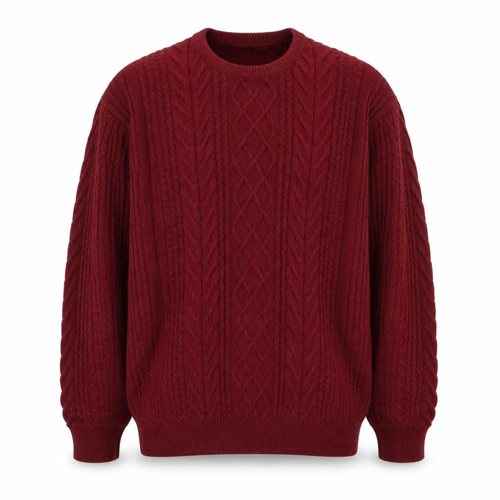 Jacamo Men's Red 2XL Cable-Knit Cotton Crew Neck Jumper