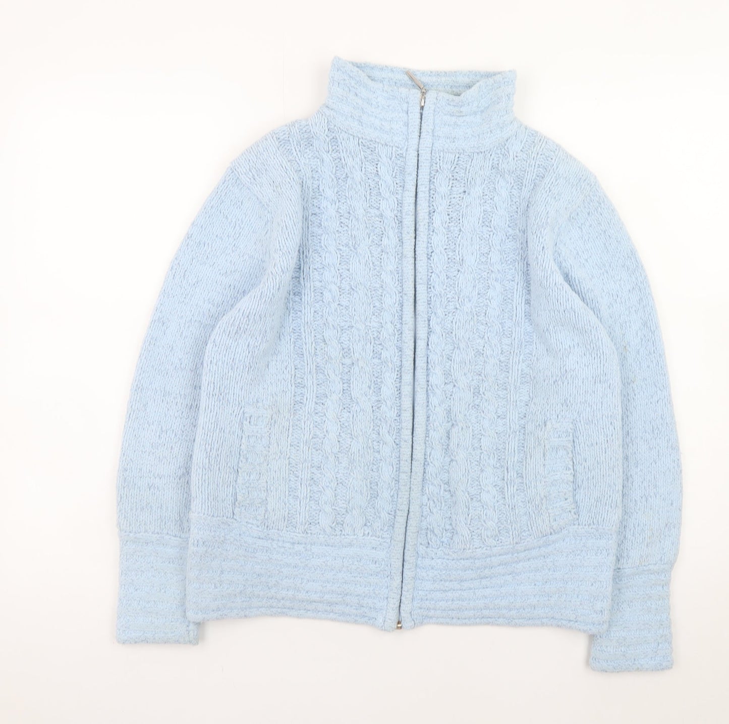 Elizabeth Scott Women’s Blue Cable-Knit Full Zip Jumper S