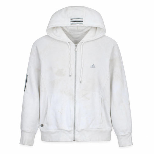 Adidas Women White Full Zip Hoodie Size 16 Logo Sportswear