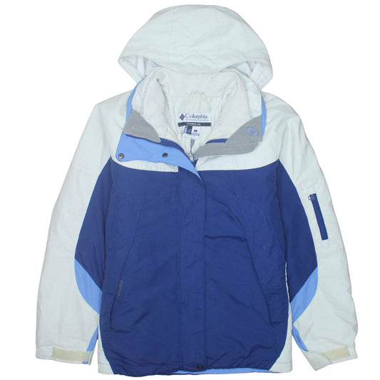Columbia Women's Blue Ski Jacket L Hooded Waterproof Winter Coat