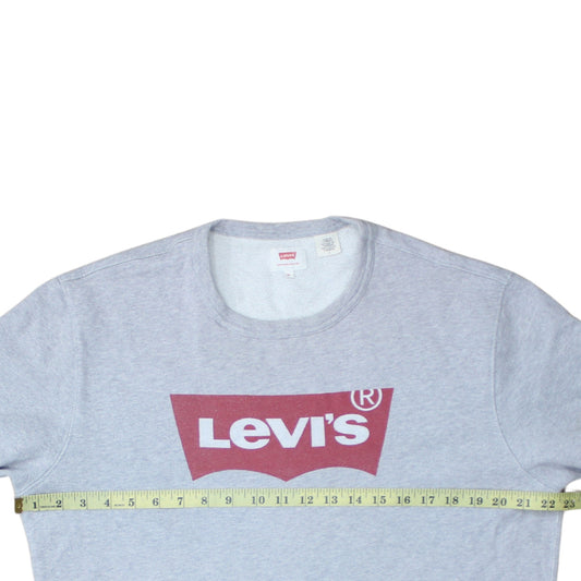 Levi's Men's Grey Crew Neck Pullover Sweatshirt M Logo Print