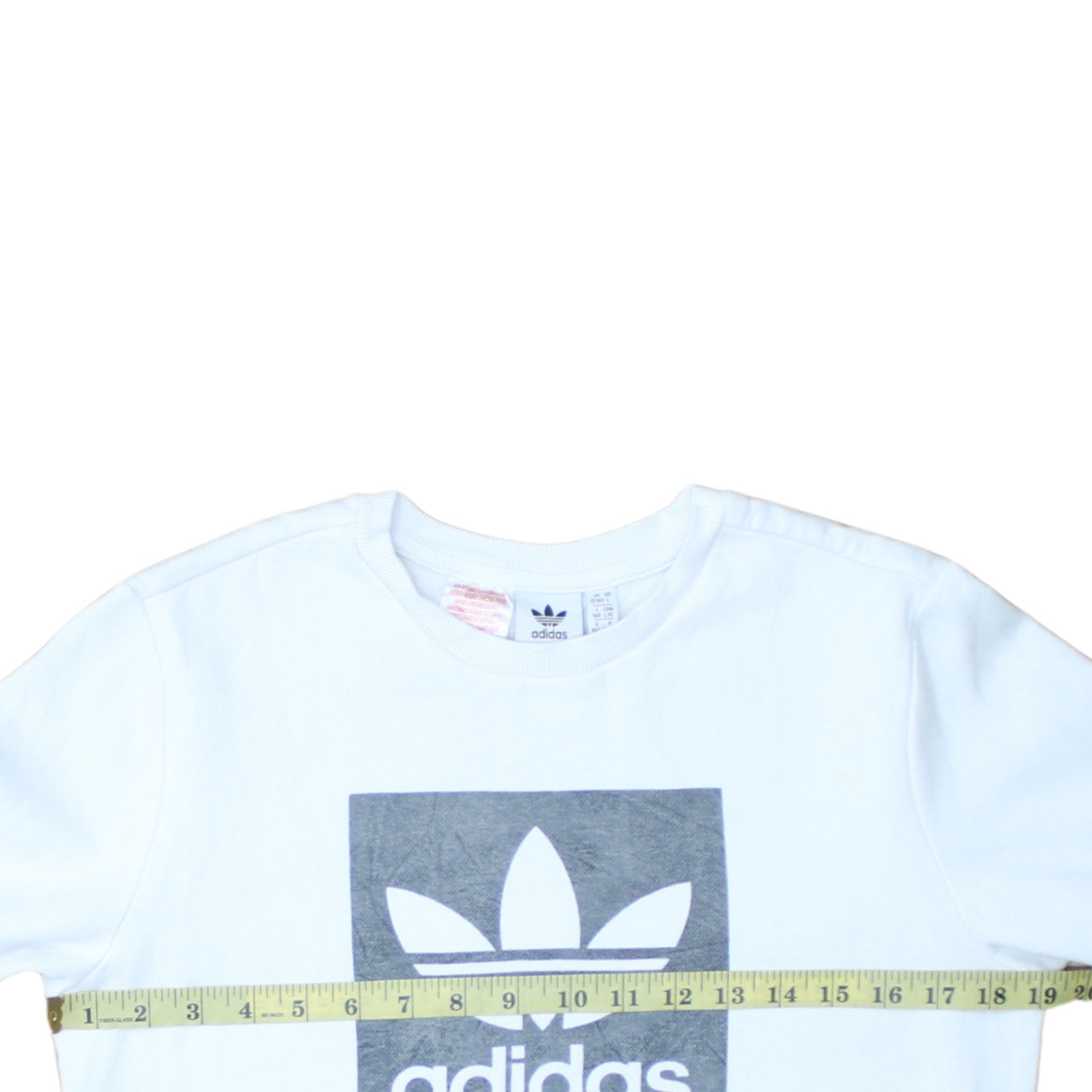 Adidas Boys White Crew Neck Pullover Sweatshirt 13-14 Years Logo Fleece
