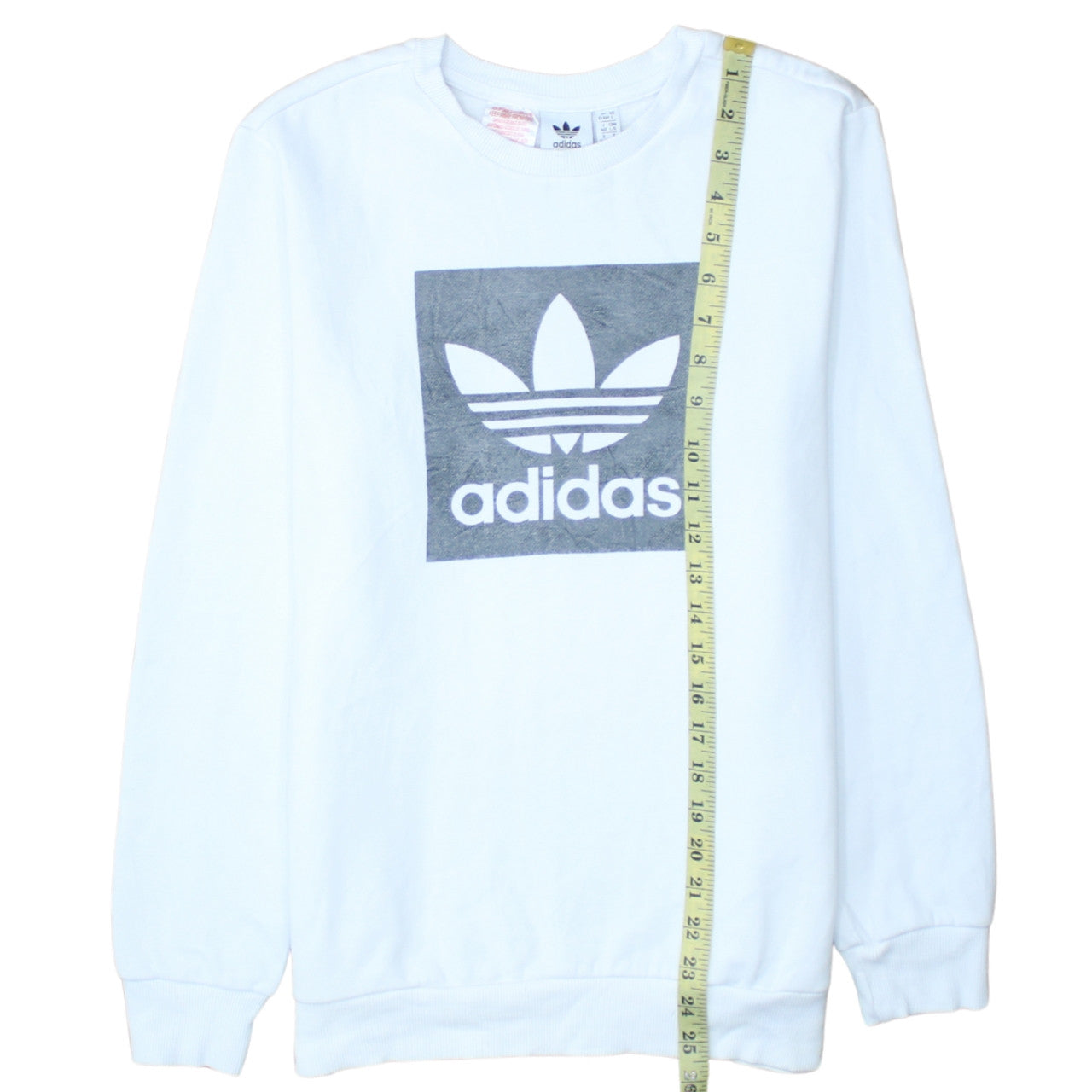 Adidas Boys White Crew Neck Pullover Sweatshirt 13-14 Years Logo Fleece