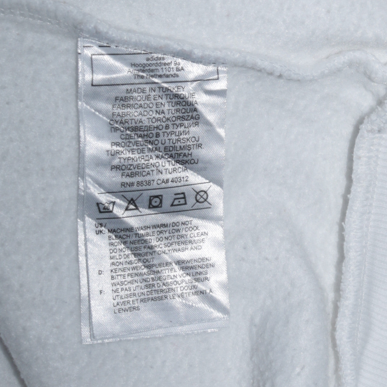 Adidas Boys White Crew Neck Pullover Sweatshirt 13-14 Years Logo Fleece