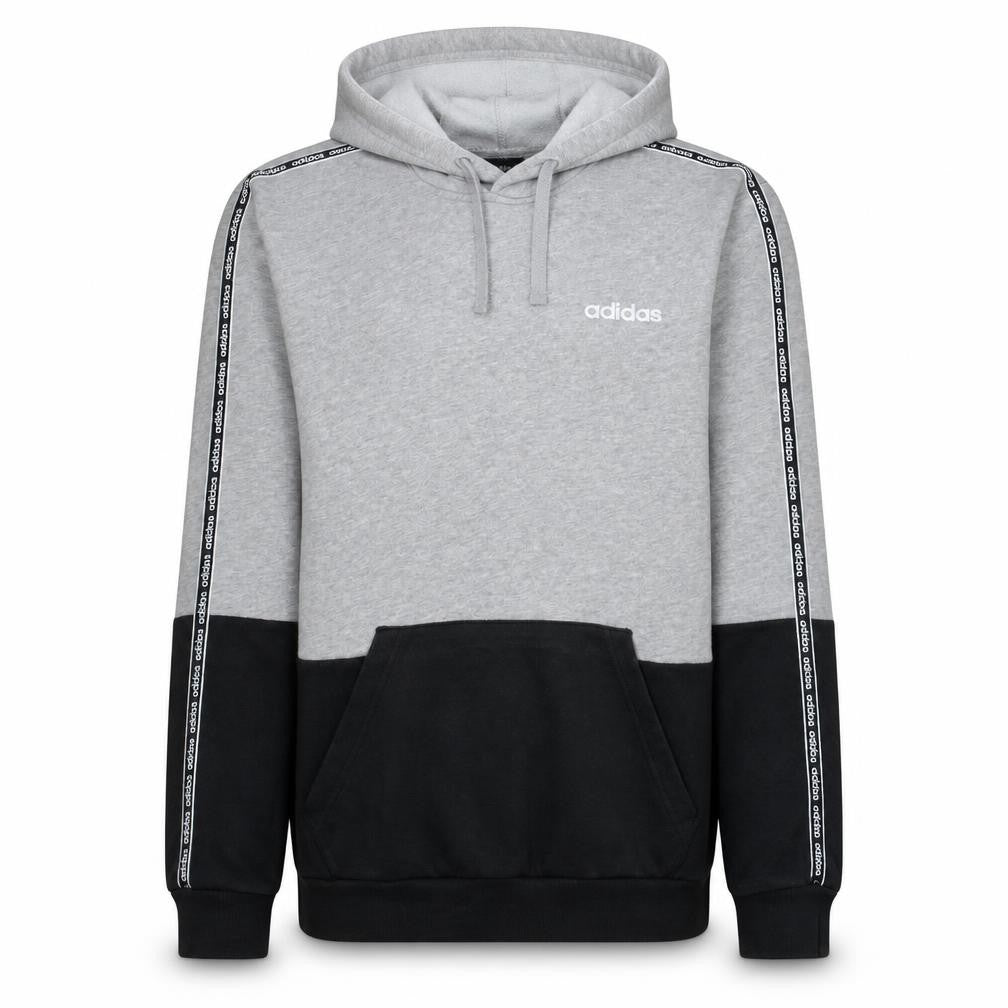 Front view of Adidas Men's Grey Pullover Hoodie Small Logo Sports Fleece