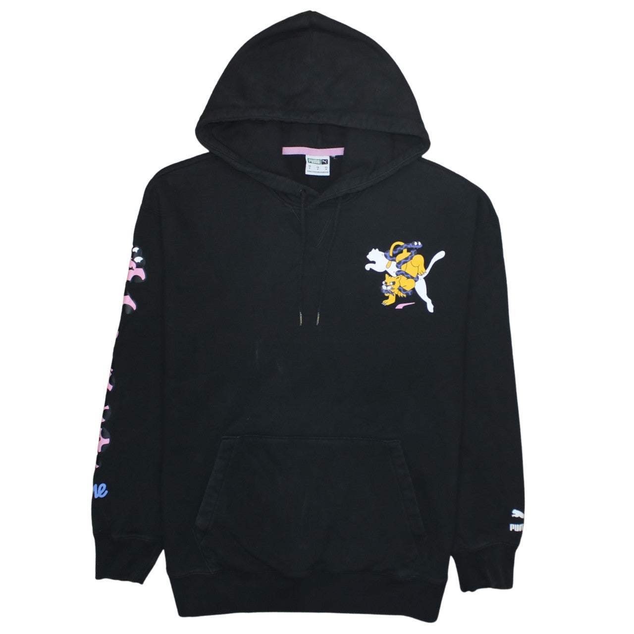 Puma x Tom and Jerry Black Graphic Pullover Hoodie Medium Womens