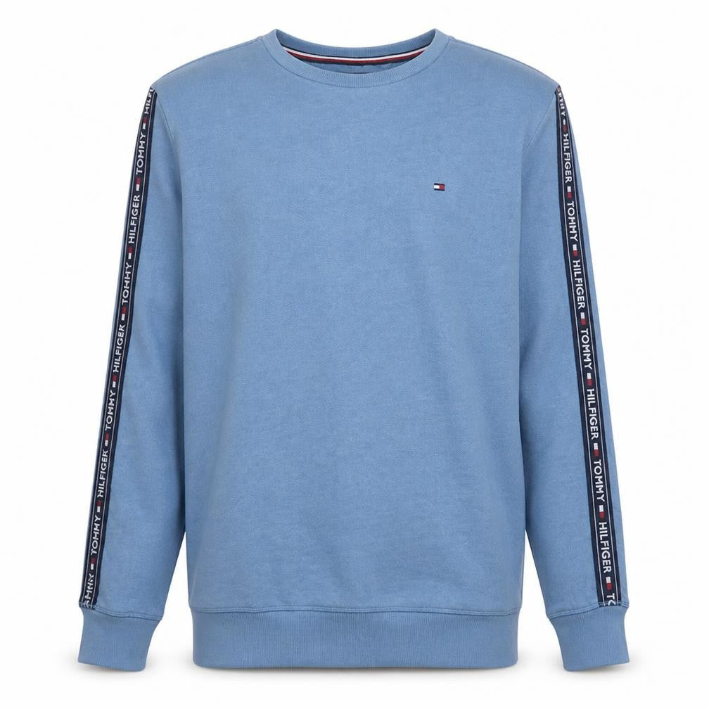 Tommy Hilfiger Men Blue XL Pullover Sweatshirt Logo Tape Crew Neck
