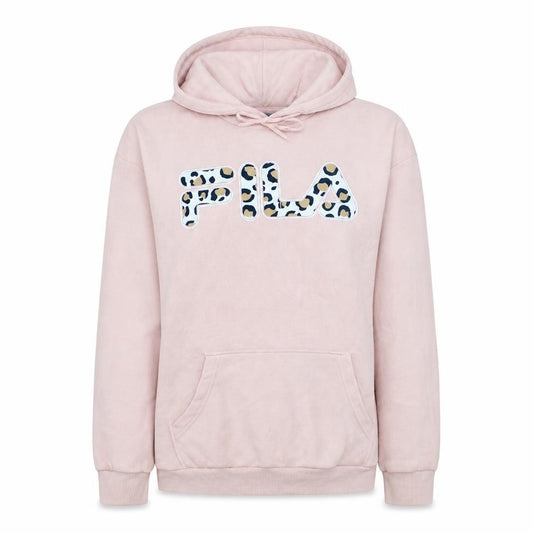Fila Womens Pink Leopard Logo Pullover Hoodie Medium