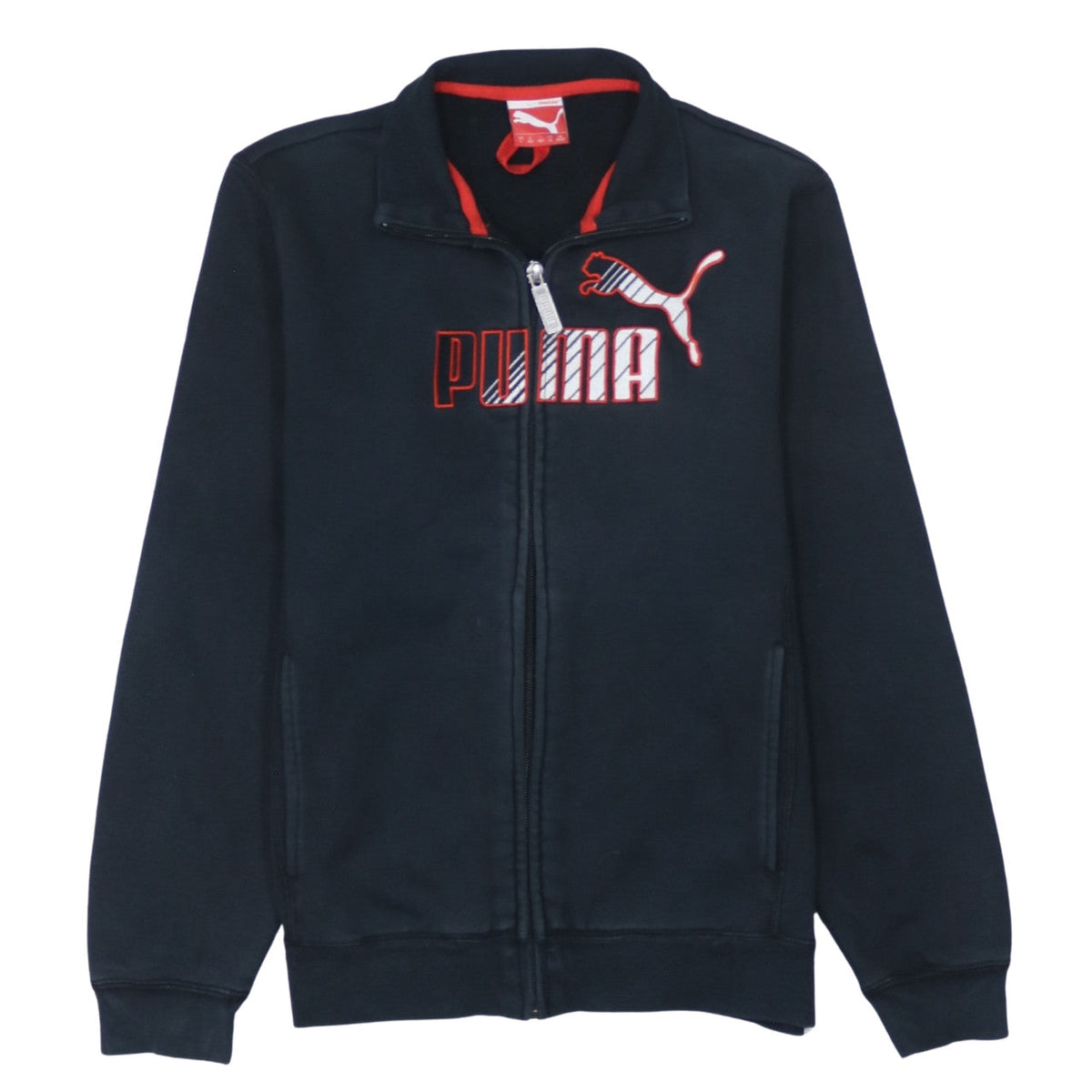 Additional front view of Puma boys’ black track jacket, size 12, years full zip cotton blend
