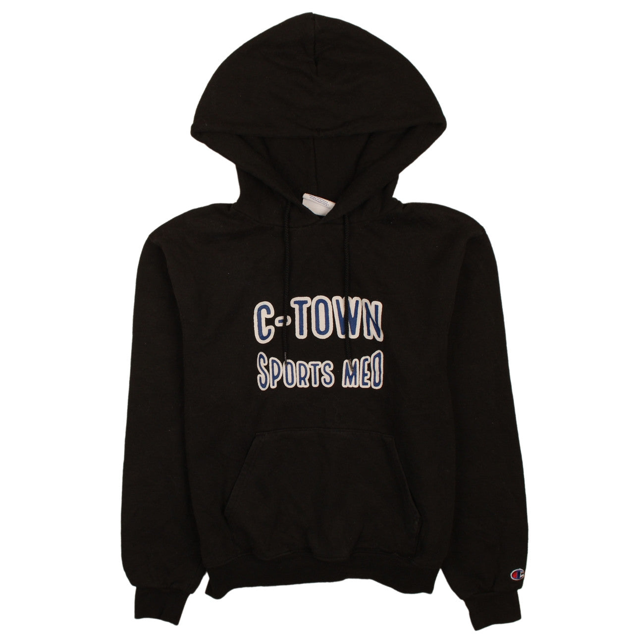 Champion Men's Black Pullover Hoodie S Sports Logo Fleece