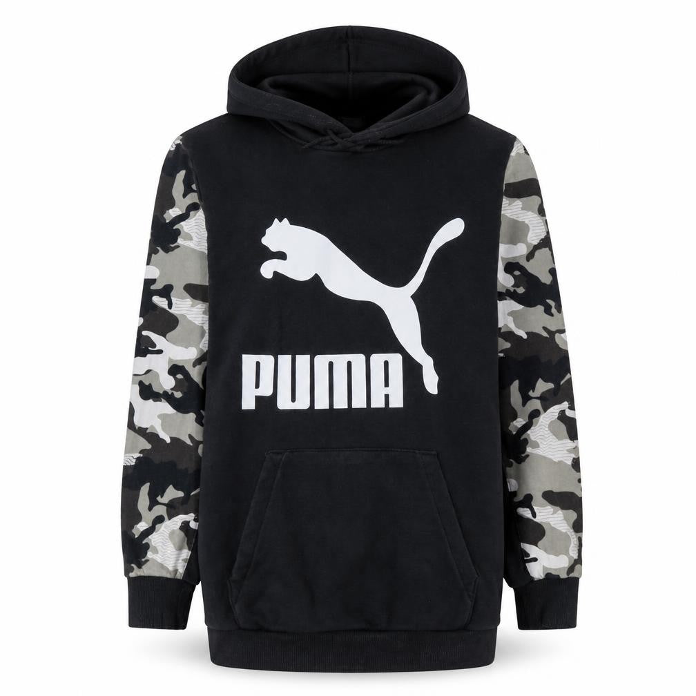 Puma Men Black Camouflage Sleeve Pullover Hoodie Size S