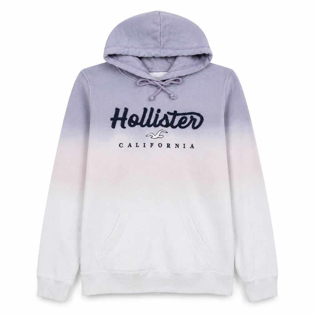 Hollister Men’s Purple Ombre Hoodie L Classic Embroidered Fleece