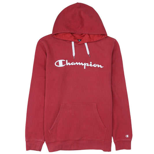 Champion Women Red Pullover Hoodie Large Cotton Blend Logo Print