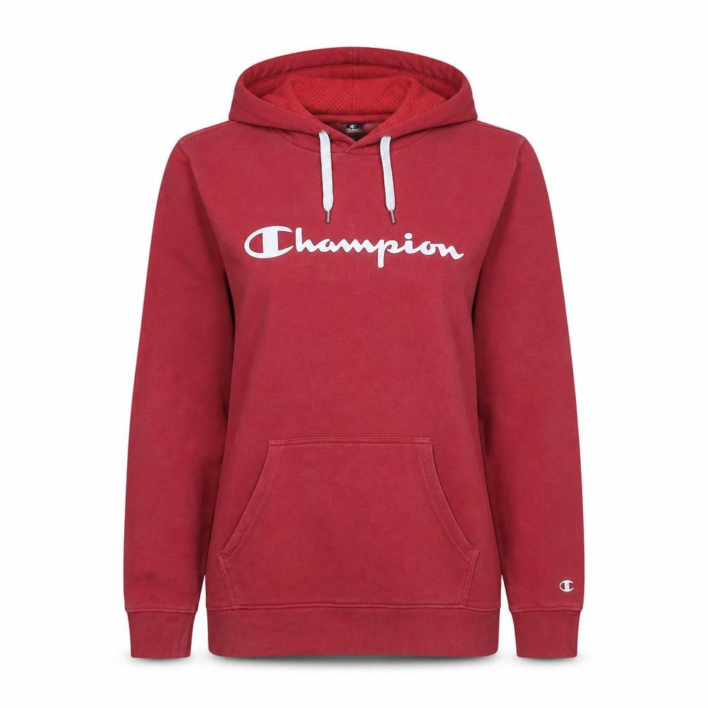 Champion Women Red Pullover Hoodie Large Cotton Blend Logo Print
