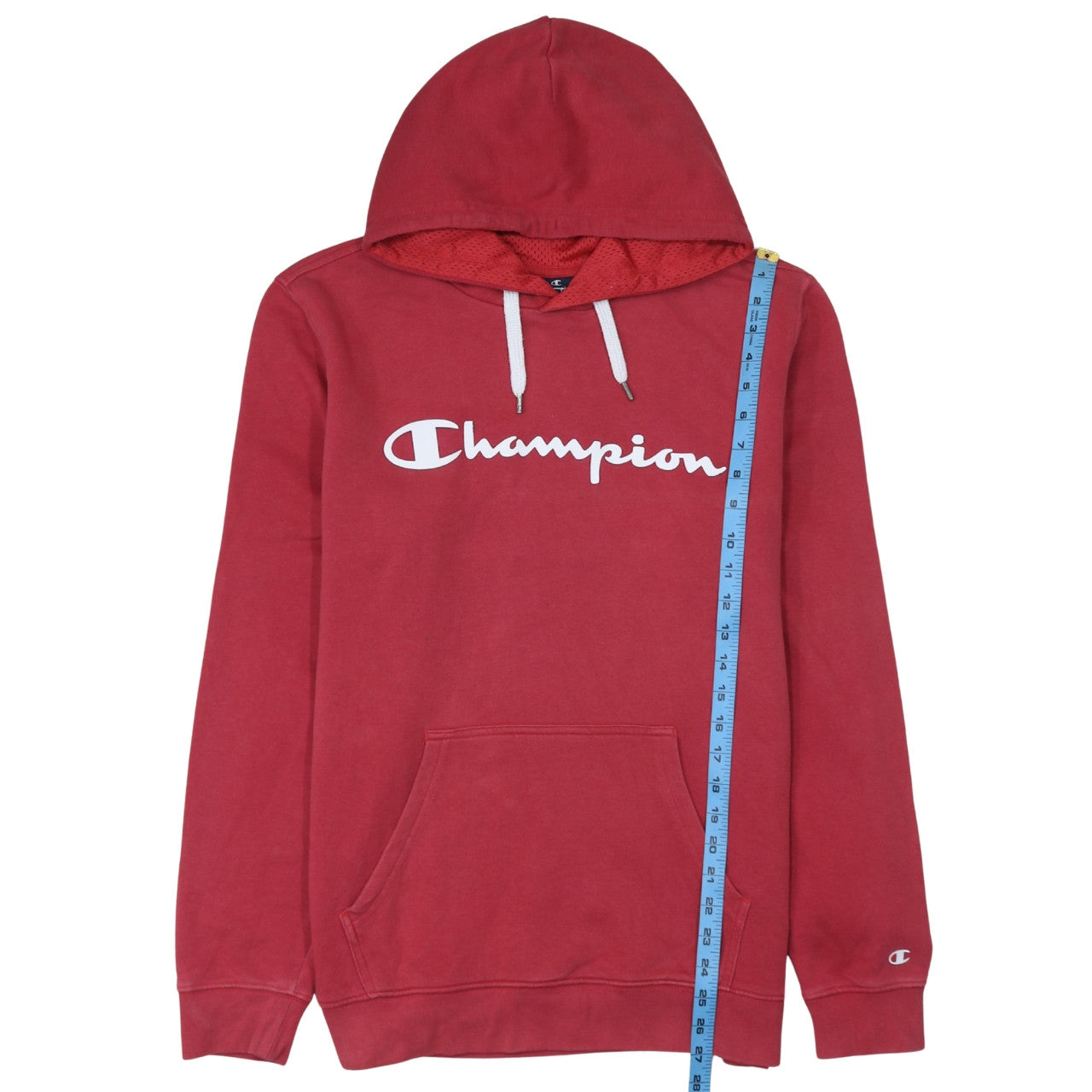 Champion Women Red Pullover Hoodie Large Cotton Blend Logo Print