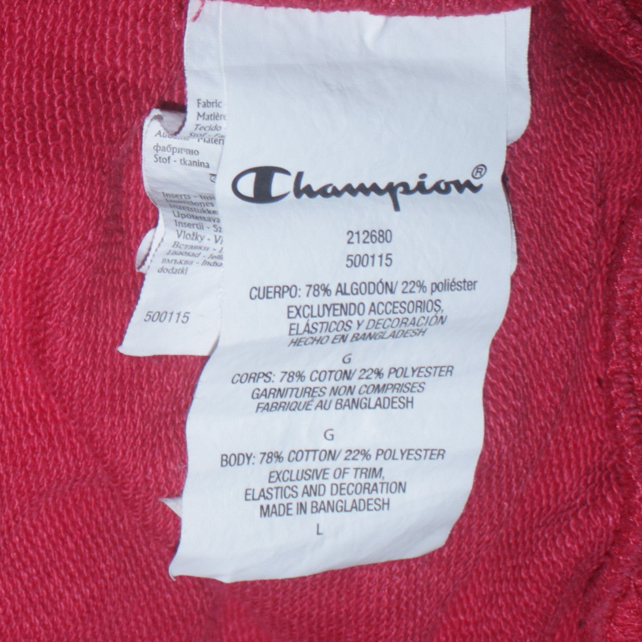Champion Women Red Pullover Hoodie Large Cotton Blend Logo Print