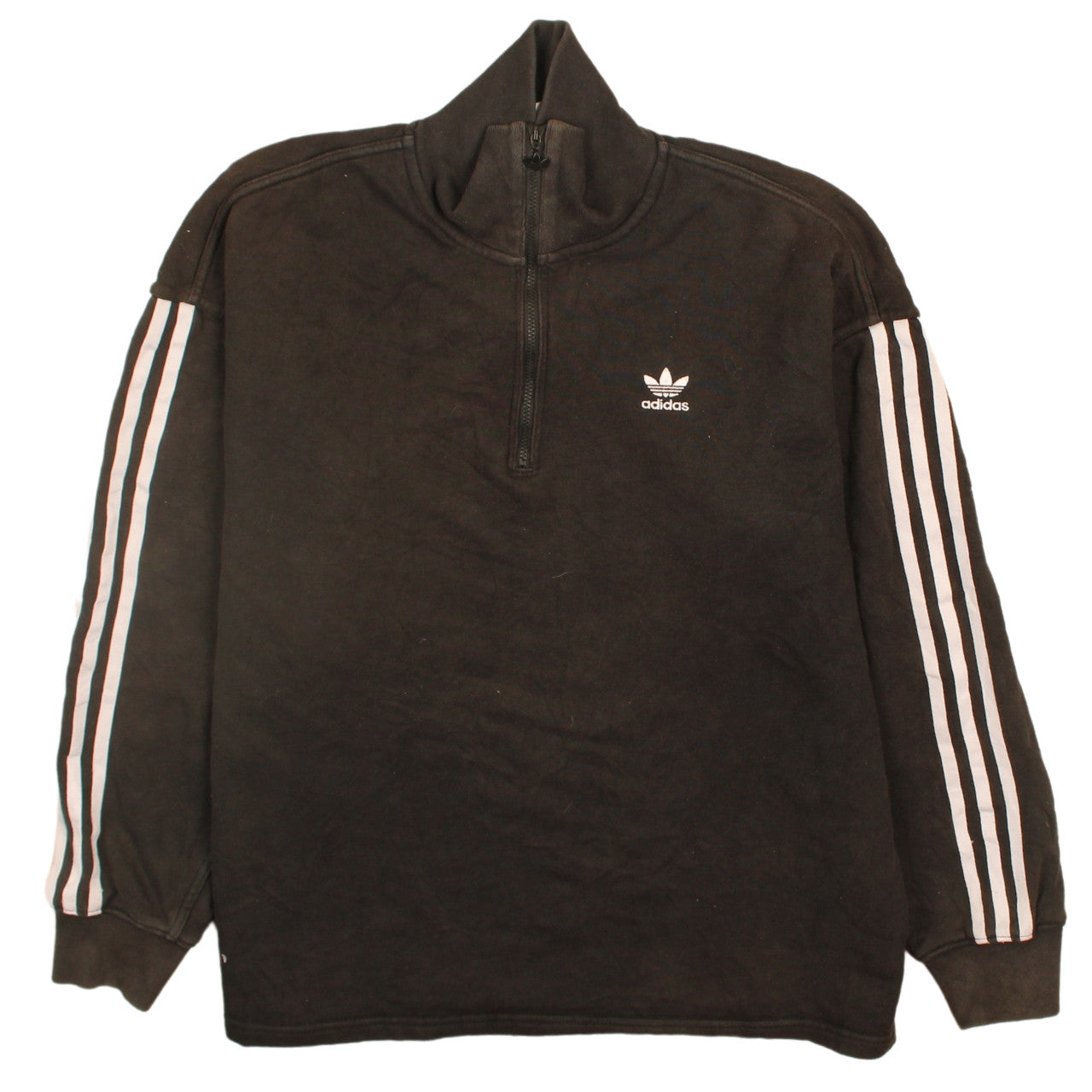 Adidas Womens Black 1/2 Zip Sweatshirt Size 12 Logo Detail