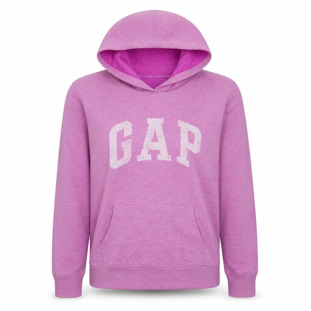 Gap Women Pink Pullover Hoodie L Cotton Blend Casual Logo Style