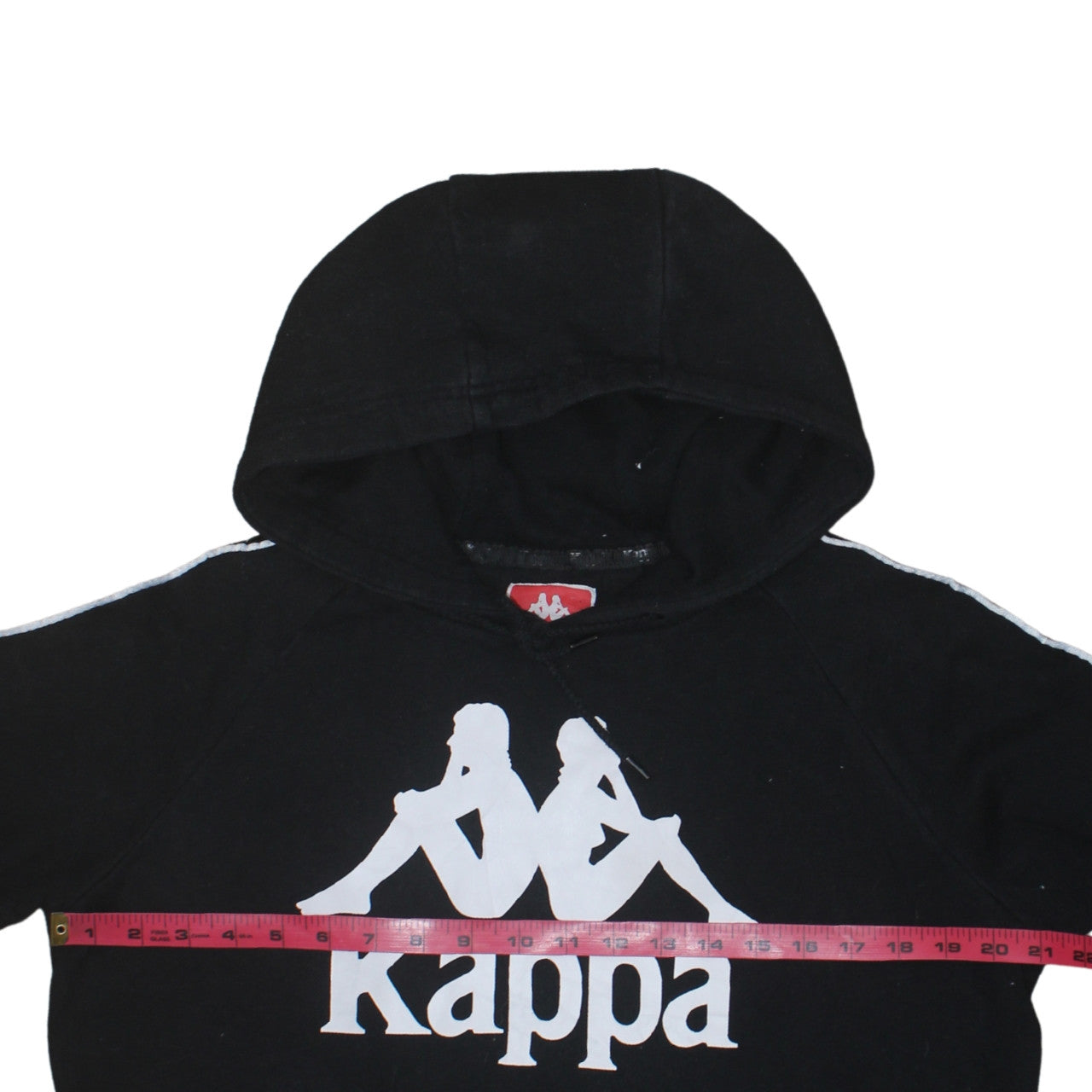 Kappa Men’s Black Large Pullover Hoodie with Logo Tape Sleeve