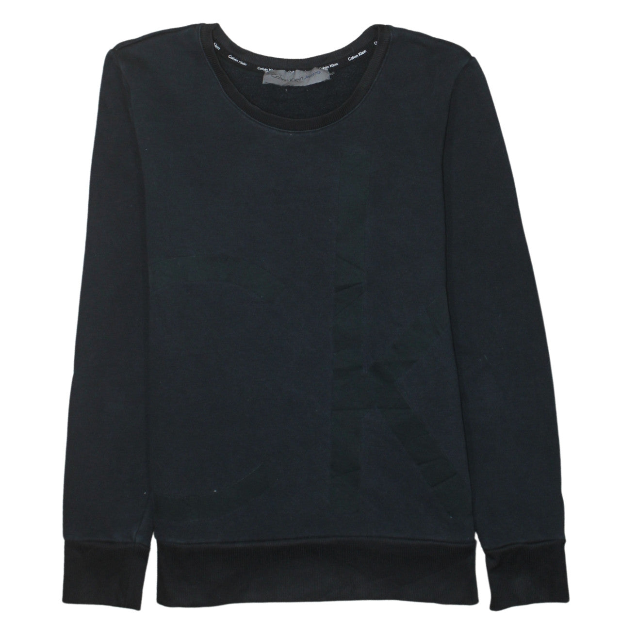 Calvin Klein Men's Black Crew Neck Graphic Logo Pullover Sweatshirt Size S