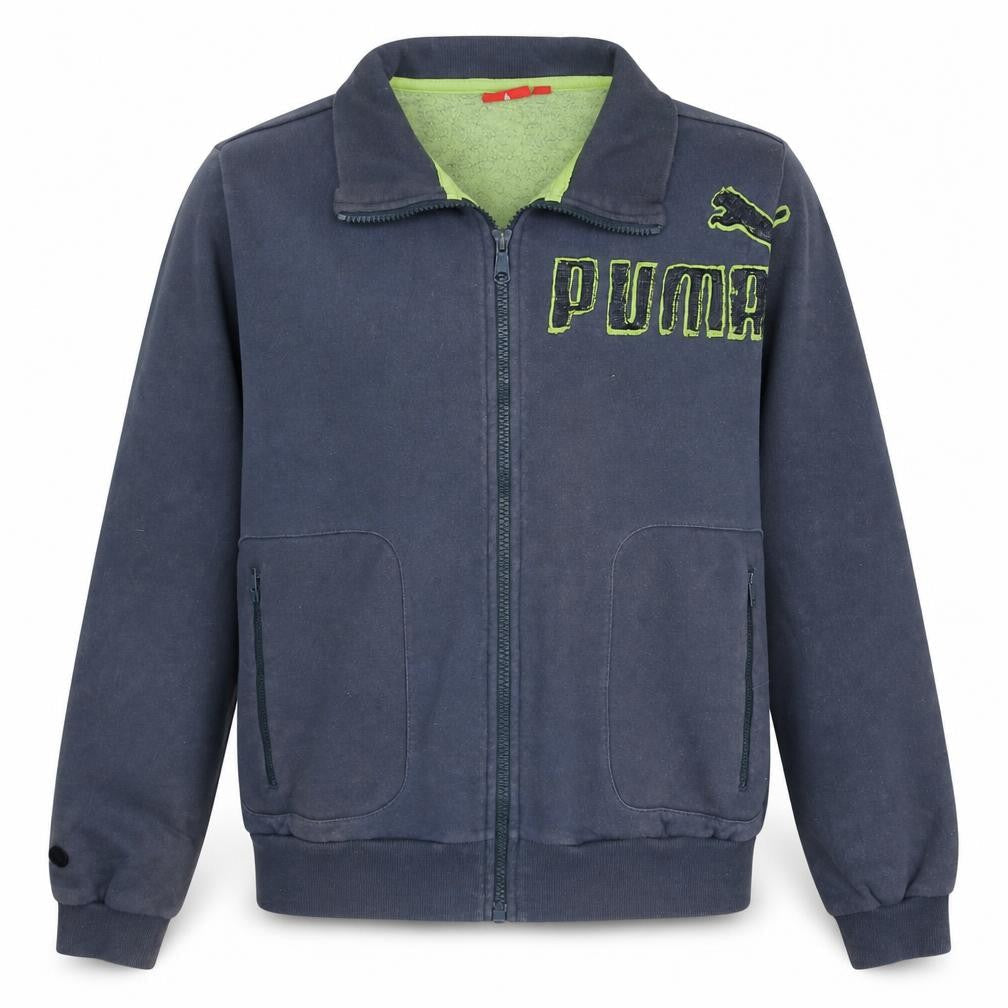 Front view of Puma Men's Blue L Track Jacket Full Zip Cotton Blend Sportswear