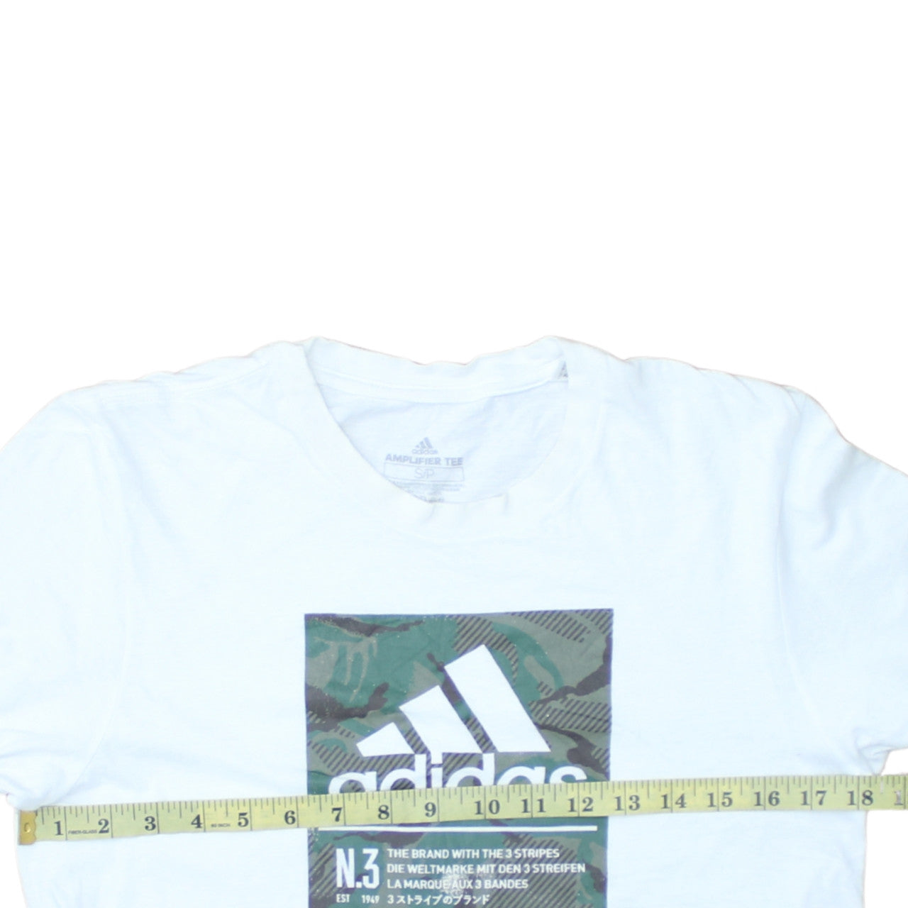 Adidas Men's White Amplifier Tee Small Graphic Logo T-Shirt
