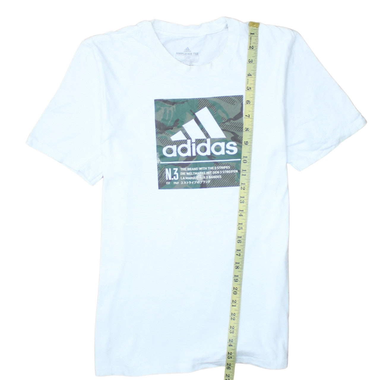 Adidas Men's White Amplifier Tee Small Graphic Logo T-Shirt