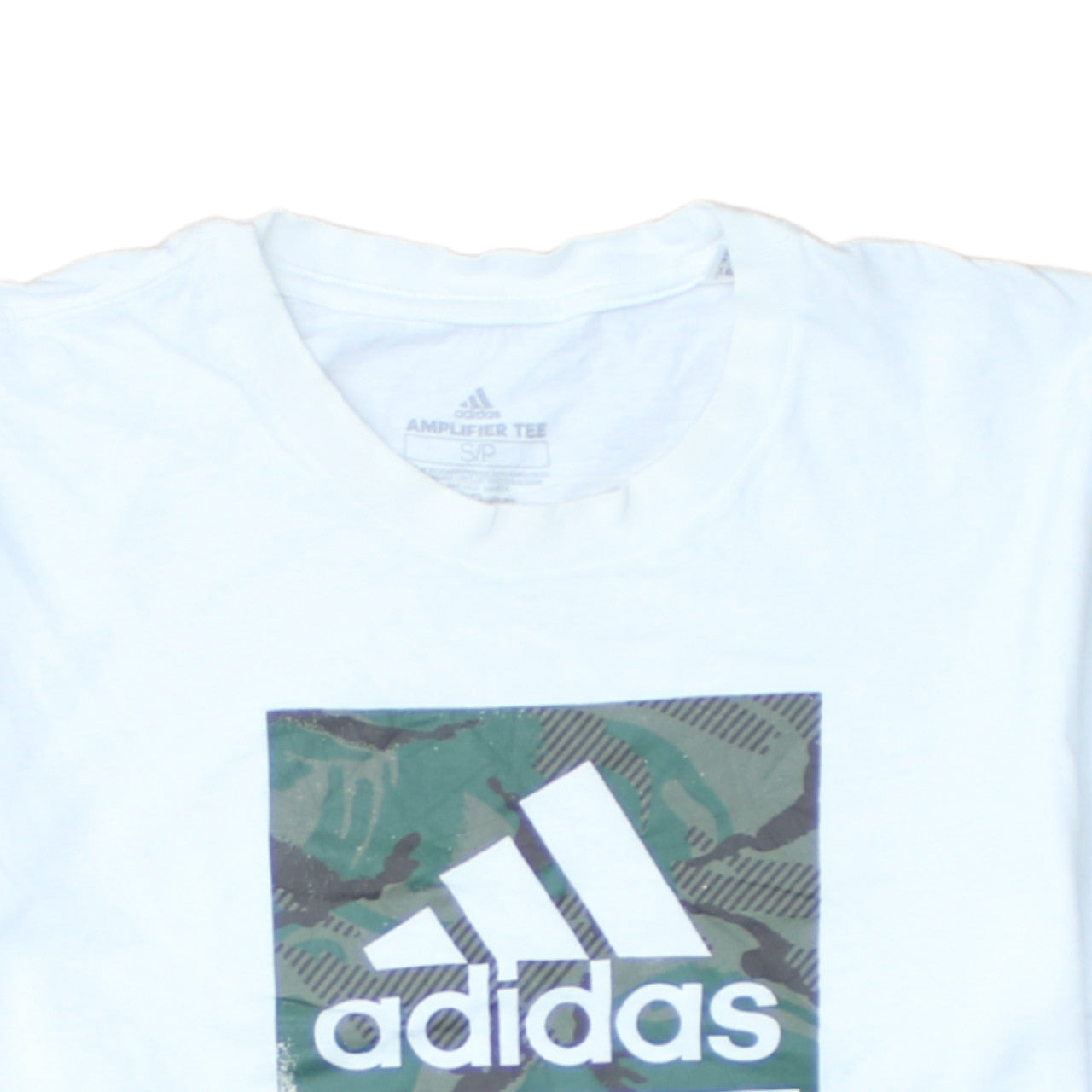 Adidas Men's White Amplifier Tee Small Graphic Logo T-Shirt